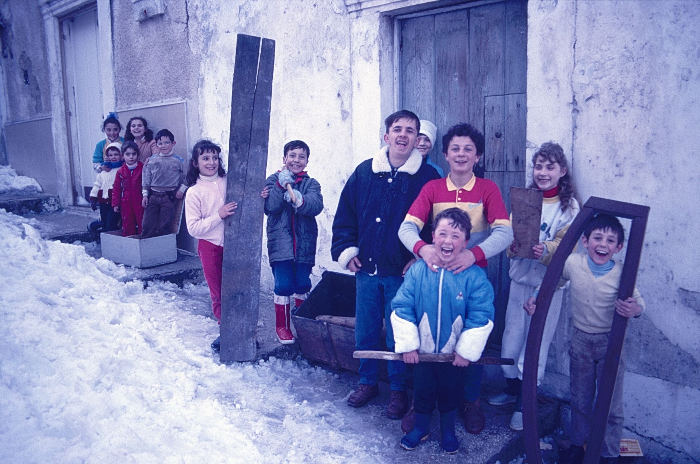 Children playing in the snow