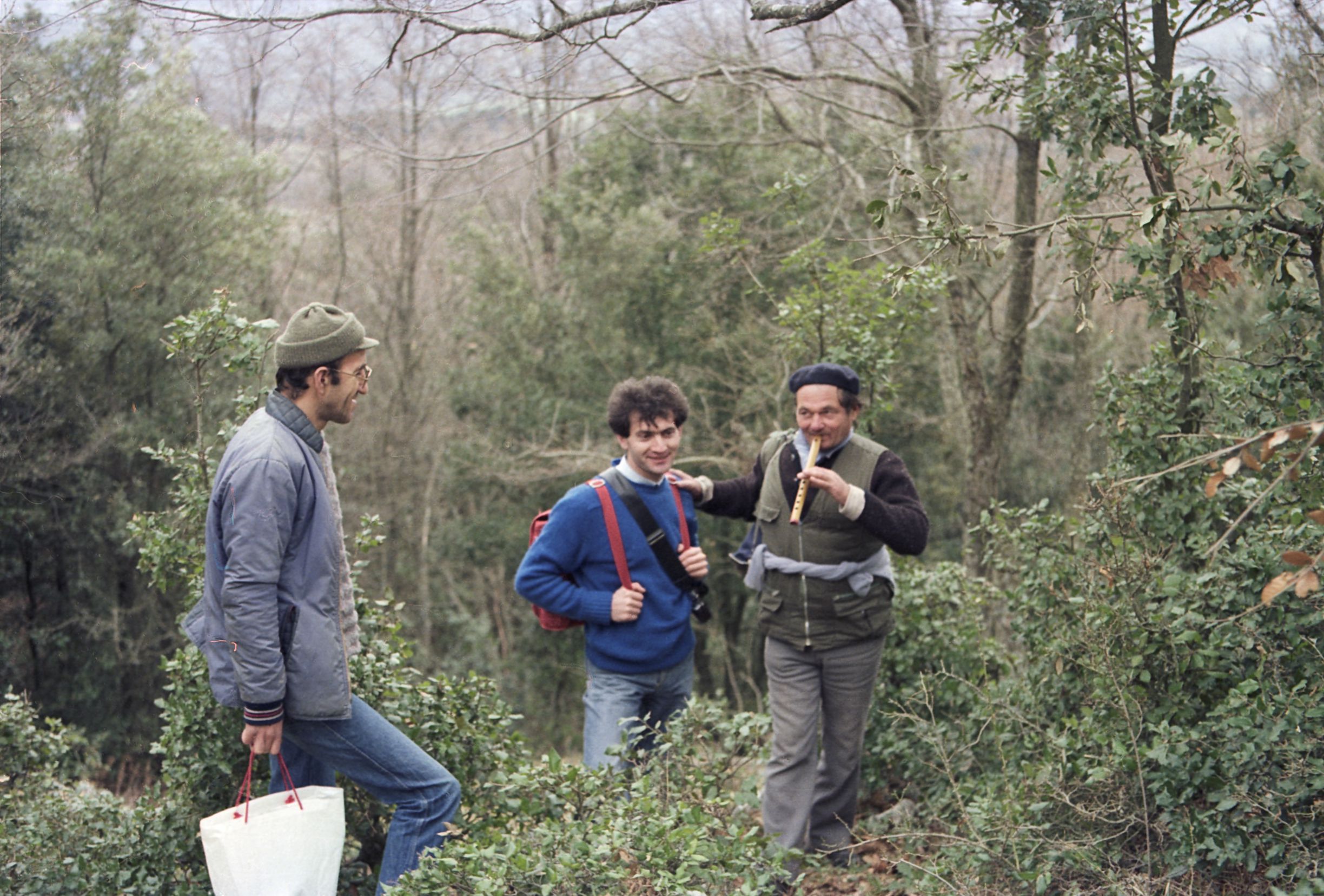 Three men in the forest in 1997